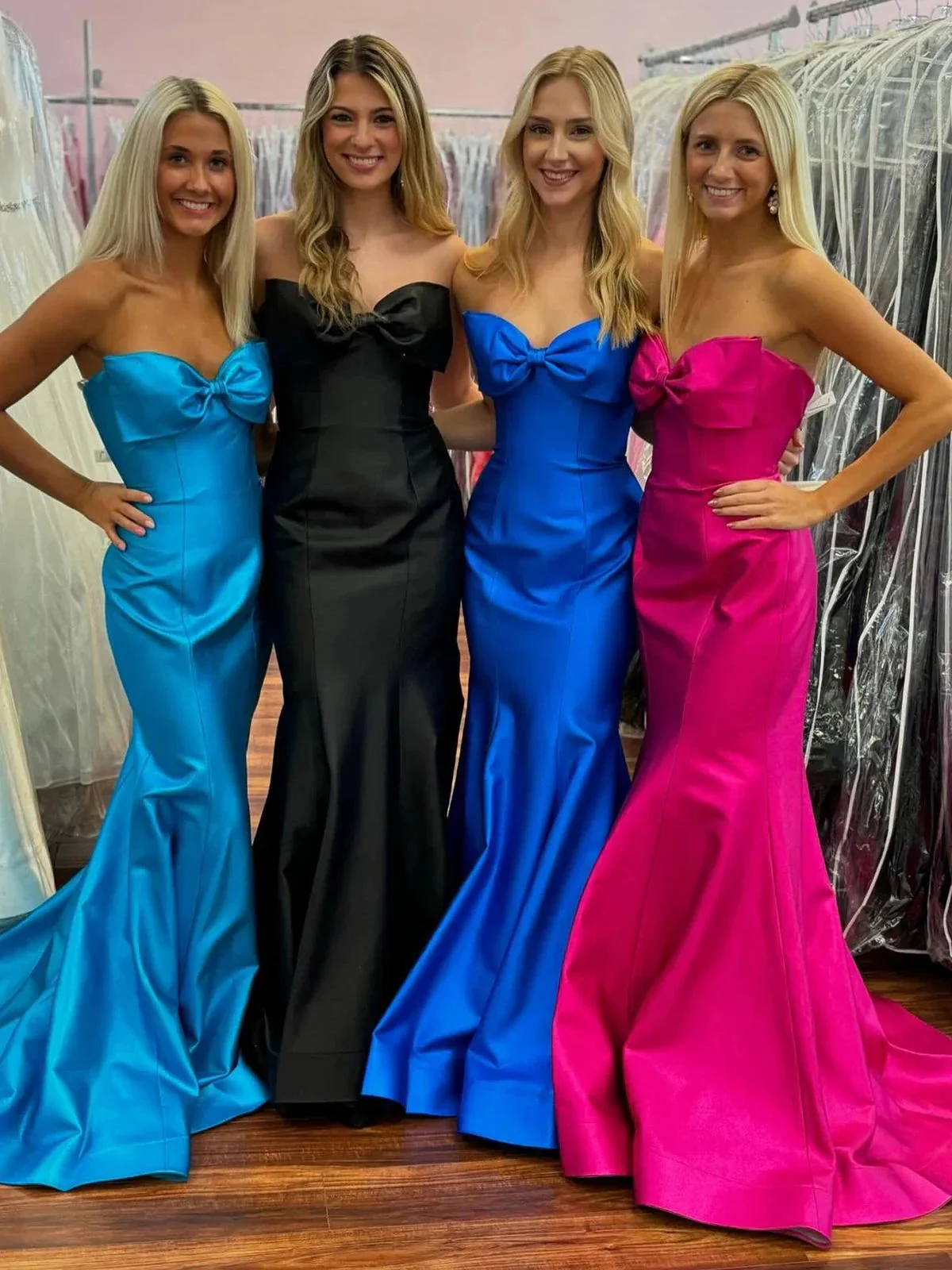 Faithe | Strapless Light Blue Bow Mermaid Long Formal Dress with Bow - Image 9