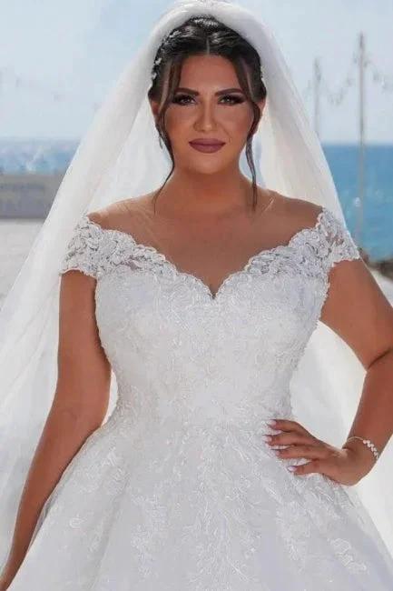 Fashion A-line Off-the-shoulder Wedding Dresses With Lace - Image 4
