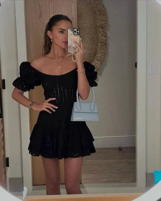 Fashion Black A-line Homecoming Dress Black Cocktail Dress Y6994 - Image 2