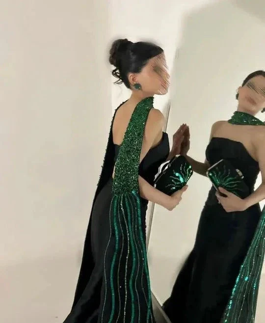 Fashion Black Satin Strapless Evening Dress Formal Party Gown Y8174 - Image 2