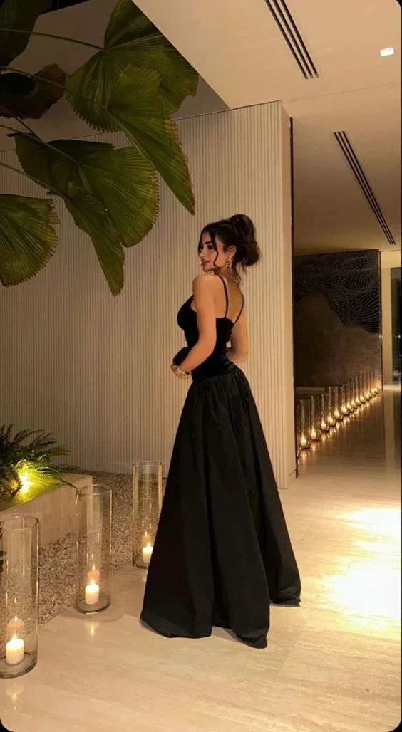Fashion Black Straps Long Prom Dress Evening Dress Y7992 - Image 3