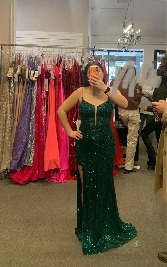 Fashion Emerald Green Sparkly Prom Dress Emerald Green Evening Dress Y6314 - Image 2