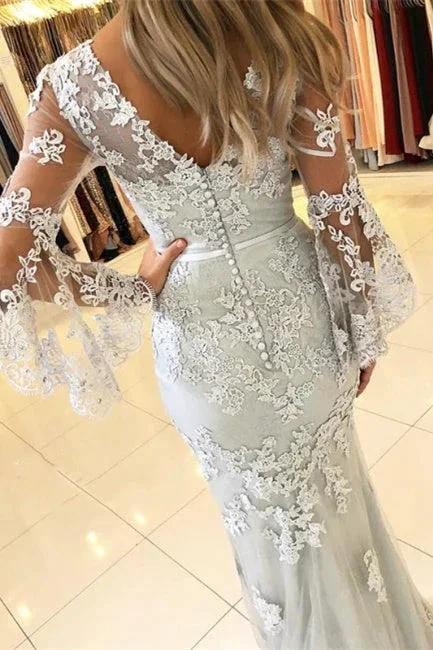 Fashion Evening Dresses Long Lace With Sleeves Floor-Length Evening Wear Prom Dresses - Image 2