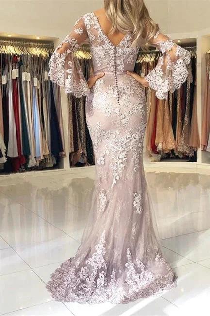 Fashion Evening Dresses Long Lace With Sleeves Floor-Length Evening Wear Prom Dresses - Image 4