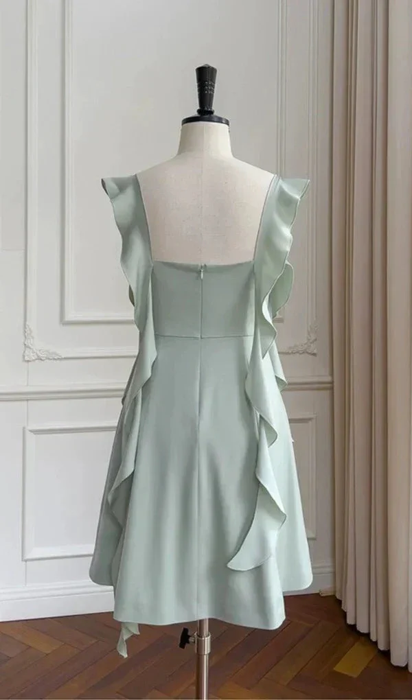 Fashion Green A Line Homecoming Dress Satin Mini Prom Dress Y7574 - Image 3