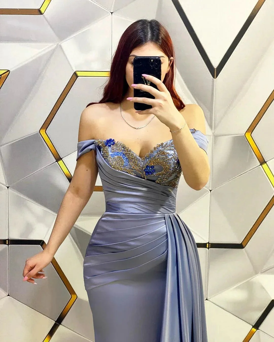 Fashion Long Mermaid Off-the-shoulder Sequined Prom Dress With Ruffles - Image 2