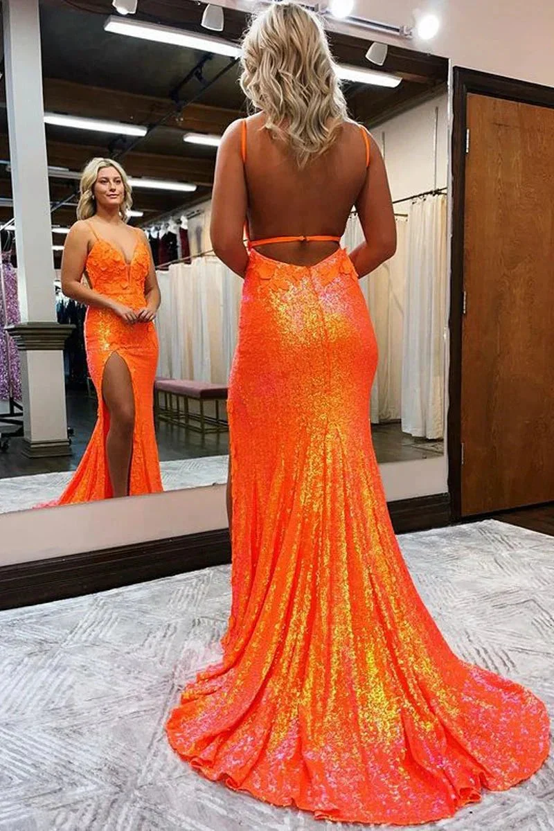 Miracle |Mermaid V Neck Sequins Prom Dress with Slit - Image 5