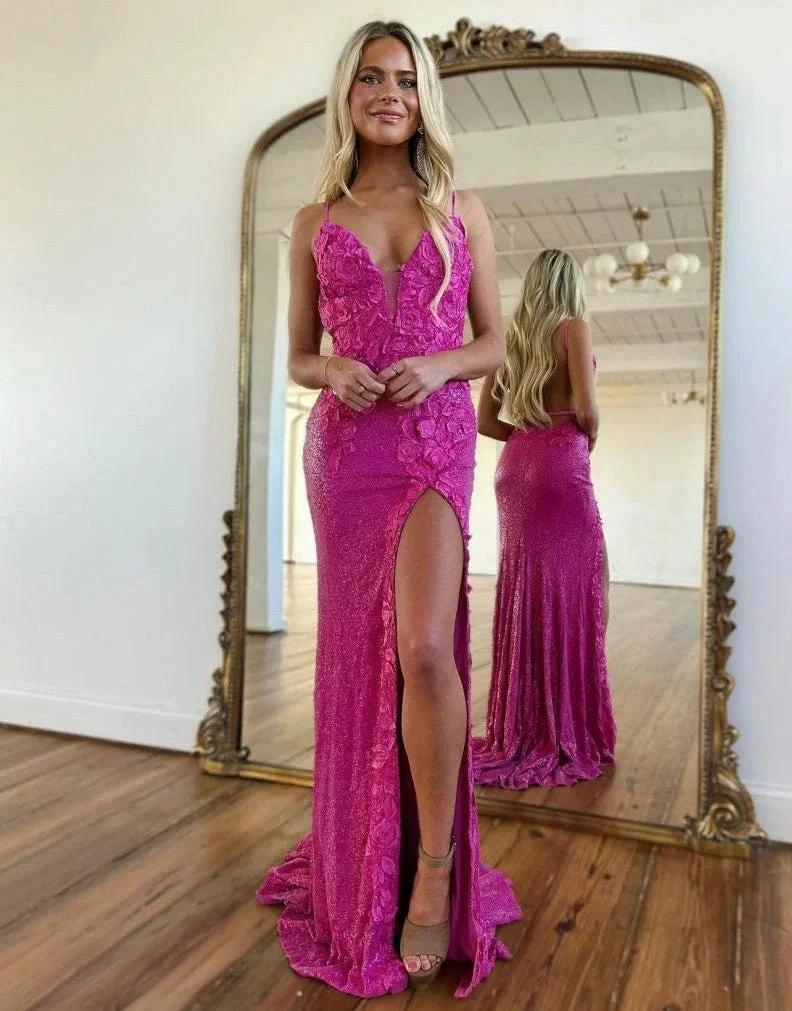 Miracle |Mermaid V Neck Sequins Prom Dress with Slit - Image 7