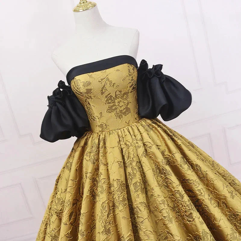 Fashion retro style slim golden bride dress vintage ball gown s04 - Image 3