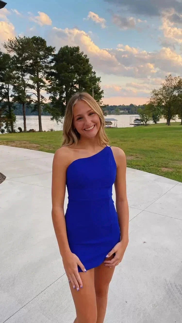 Fashion Royal Blue Sleeveless Short Homecoming Dress Y1464 - Image 2