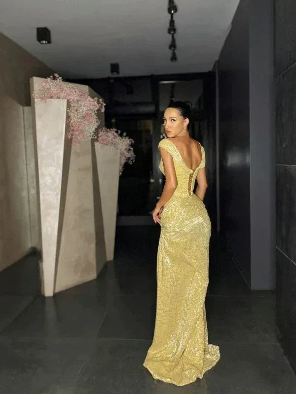 Fashion sleeveless split sequin evening dress Y4279 - Image 2