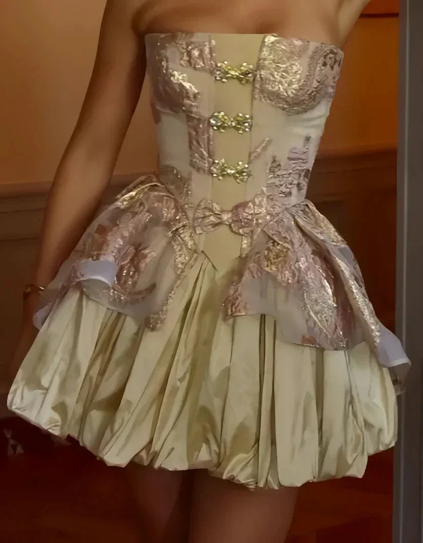 Fashion Strapless Short Prom Dress Cute Homecoming Dress Birthday Dress Y7775 - Image 2