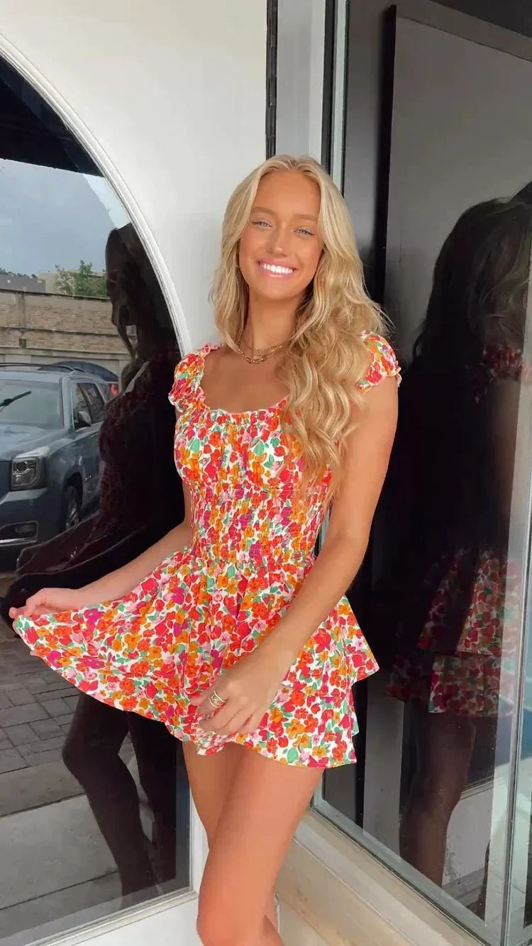 Fashion Women's Printed Short Sleeve Homecoming Dress Y2754 - Image 2