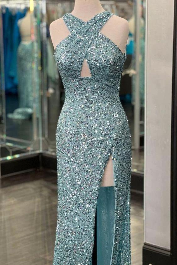 Fitted Criss Coss Neck Orange Prom Dress with Slit SYP88 - Image 6