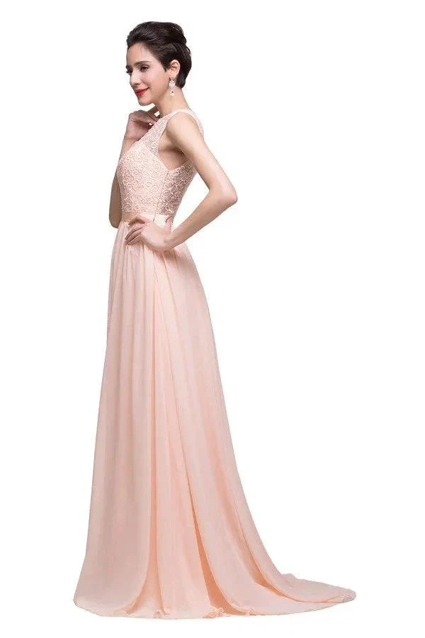 Floor-length A-line Crew Sash Chiffon Appliques Bridesmaid Dresses - Image 4