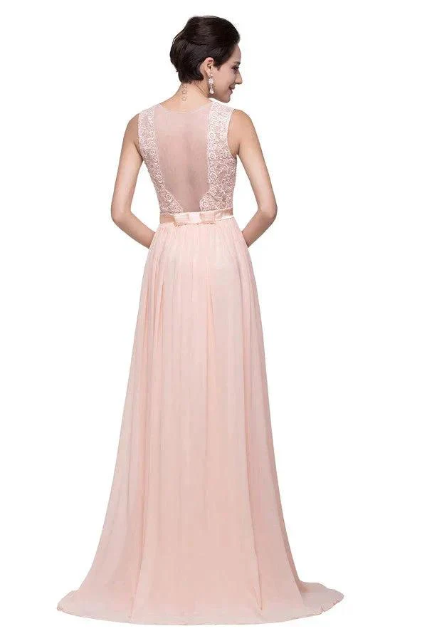 Floor-length A-line Crew Sash Chiffon Appliques Bridesmaid Dresses - Image 6