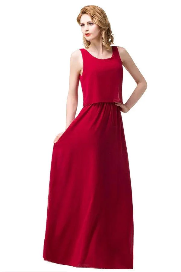 Floor-length A-line Square Chiffon Bridesmaid Dresses - Image 2