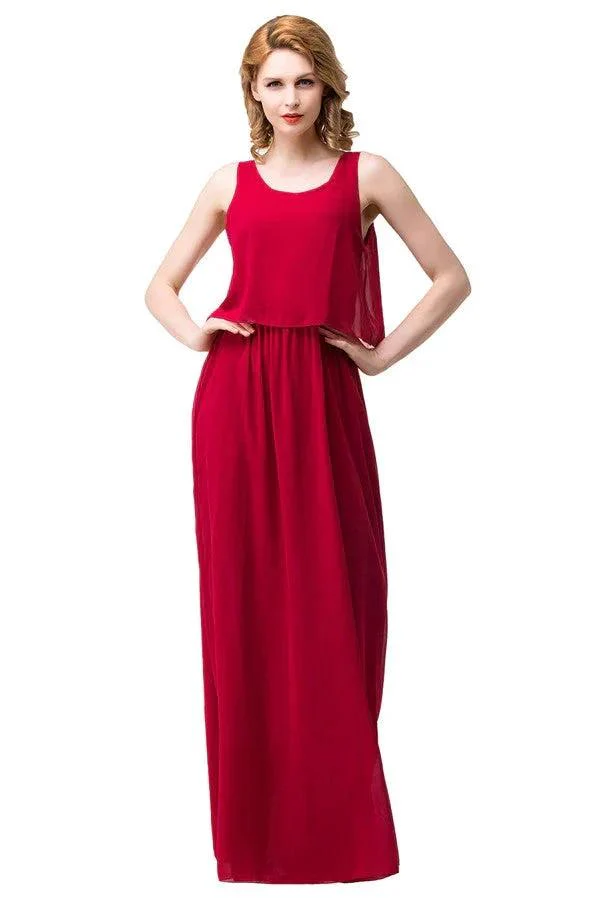 Floor-length A-line Square Chiffon Bridesmaid Dresses - Image 3