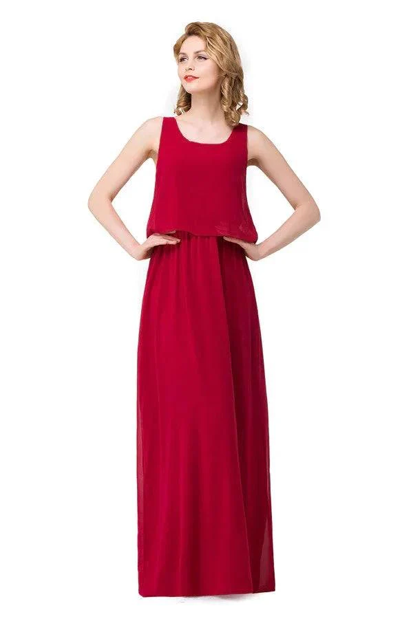 Floor-length A-line Square Chiffon Bridesmaid Dresses - Image 4