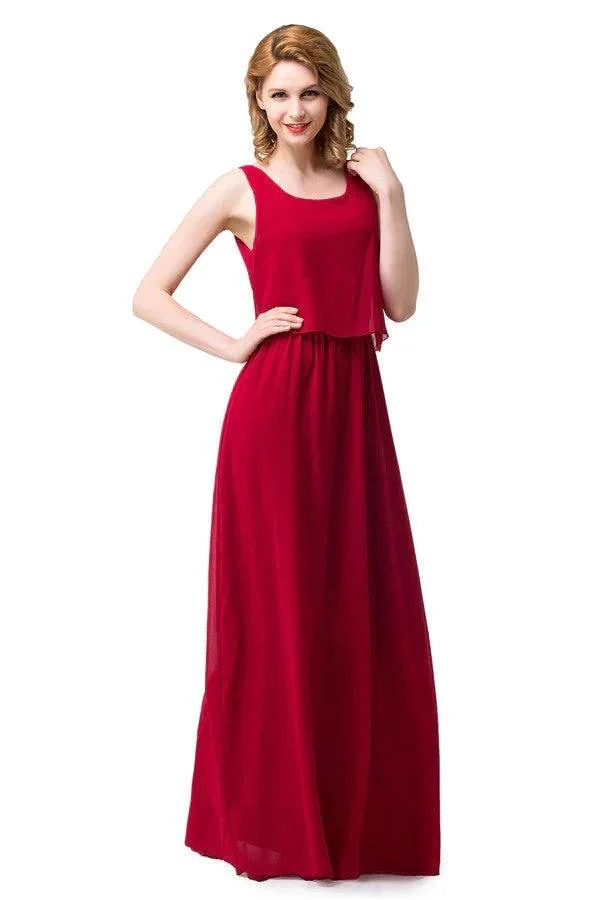 Floor-length A-line Square Chiffon Bridesmaid Dresses - Image 5