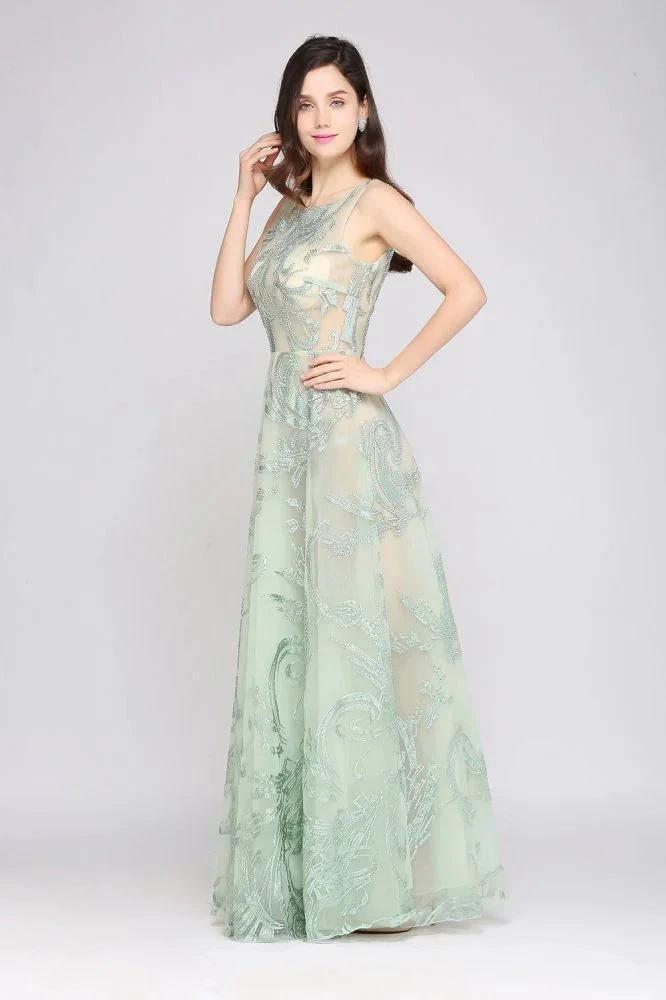 Floor Length Green Sexy Prom Dresses - Image 3