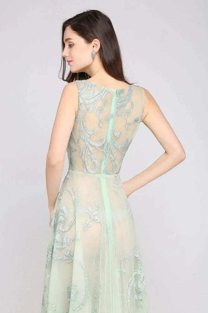 Floor Length Green Sexy Prom Dresses - Image 4