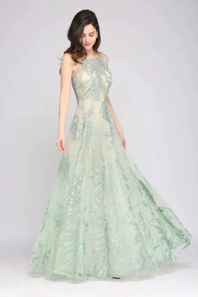 Floor Length Green Sexy Prom Dresses - Image 5