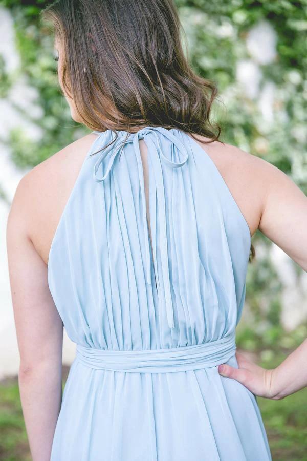 Floor-Length High Split Blue Chiffon Sleeveless Bridesmaid Dress BD038 - Image 2