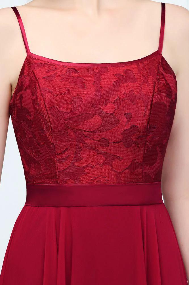 Floor Length Lace Appliques A-line Spaghetti Prom Dresses - Image 4