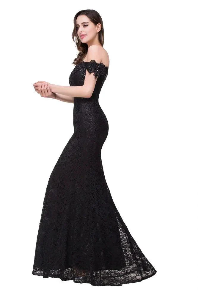Floor-Length Mermaid Lace Off Shoulder Bridesmaid Dresses - Image 10
