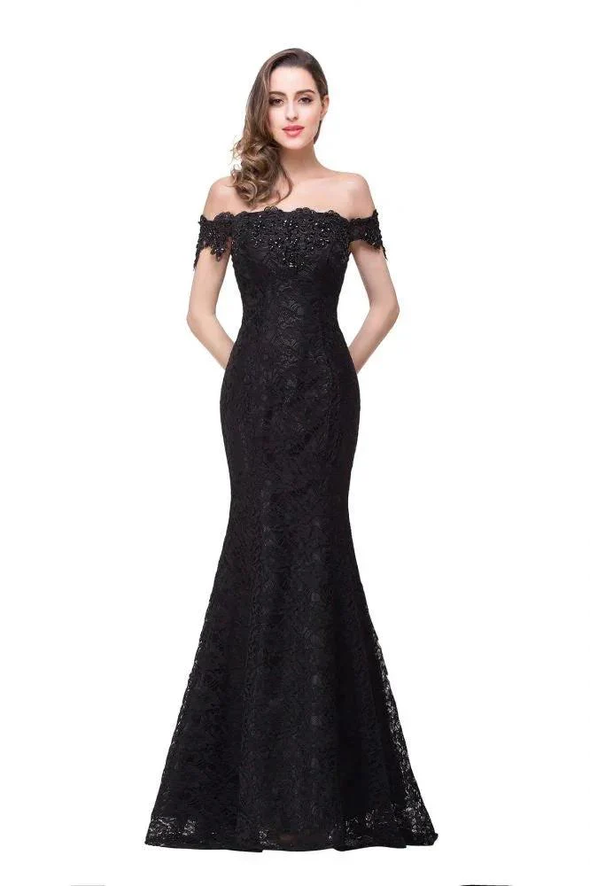 Floor-Length Mermaid Lace Off Shoulder Bridesmaid Dresses - Image 6