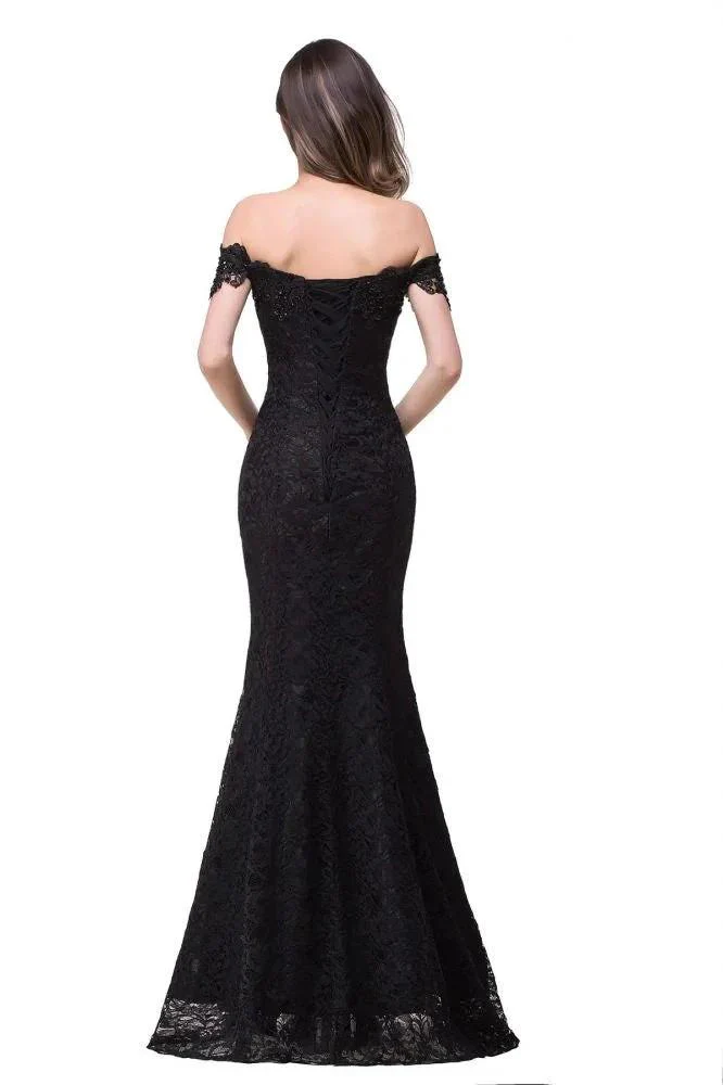 Floor-Length Mermaid Lace Off Shoulder Bridesmaid Dresses - Image 7
