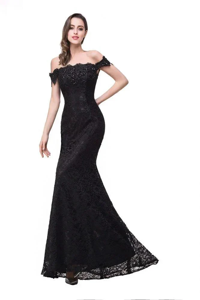 Floor-Length Mermaid Lace Off Shoulder Bridesmaid Dresses - Image 9