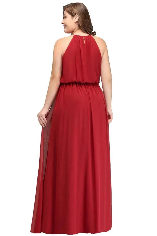 Floor Length Sleeveless A-Line Straps Plus size Evening Dresses with Ruffles - Image 2