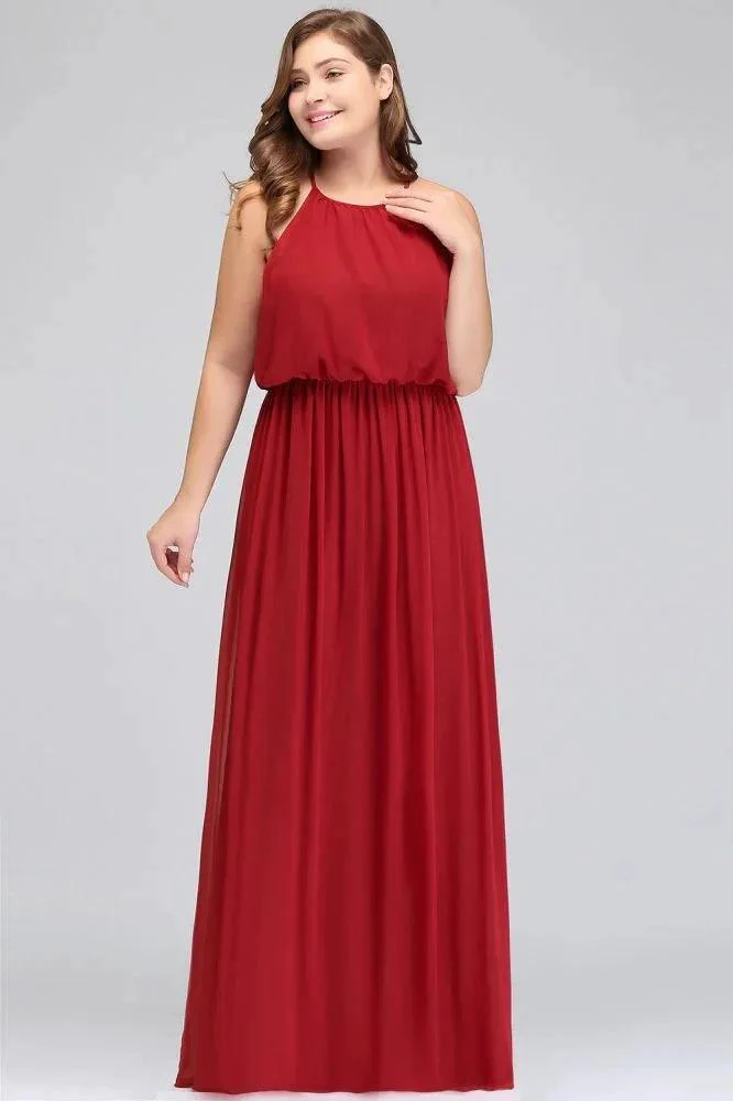 Floor Length Sleeveless A-Line Straps Plus size Evening Dresses with Ruffles - Image 4
