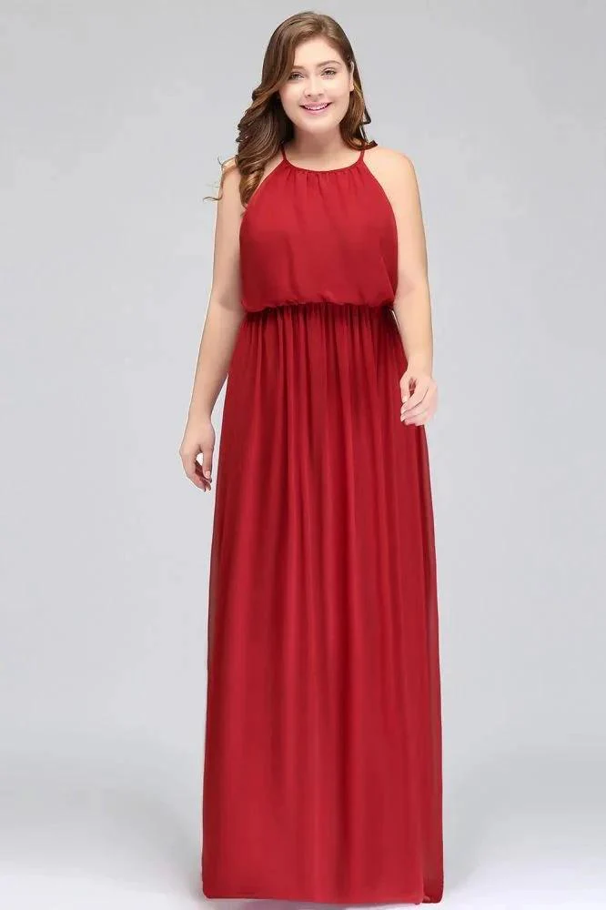 Floor Length Sleeveless A-Line Straps Plus size Evening Dresses with Ruffles - Image 5