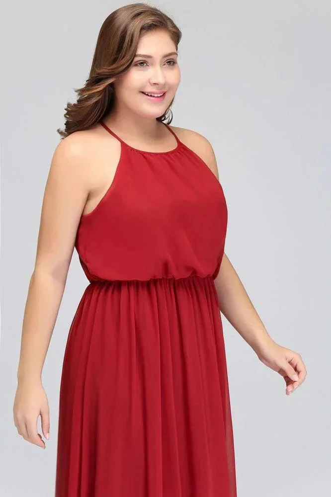 Floor Length Sleeveless A-Line Straps Plus size Evening Dresses with Ruffles - Image 6