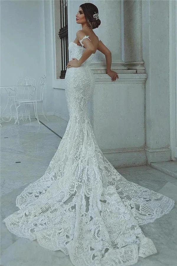 Mermaid Lace Wedding Dress Beautiful Sweetheart Bridal Wears leeve Decorations - Image 3