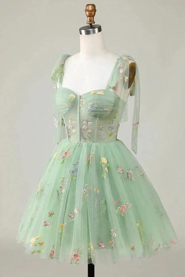Floral Homecoming Dresses Embroidery A-Line Short Party Dress PD504 - Image 2