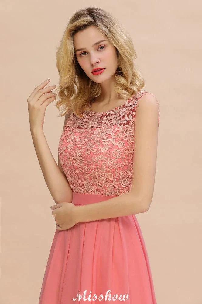 Floral Lace A-line Simple Wedding Dress Sleeveless Maxi Bridesmaid Dress - Image 7