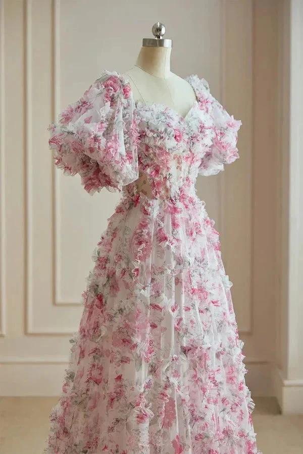 Flower Fairy White Fuchsia Multi-Colors Floral Prom Dresses PSK561 - Image 3