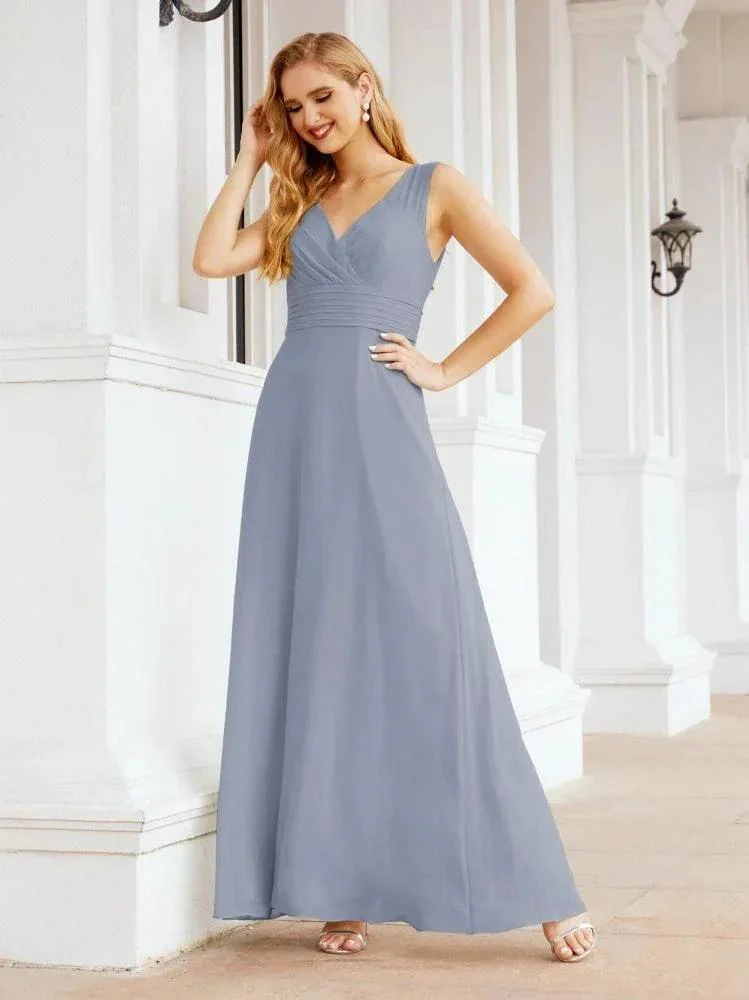 Formal Prom Gown Elegant V-Neck Sleeveless Bridesmaid Dresses for Wedding Party 28037 - Image 10