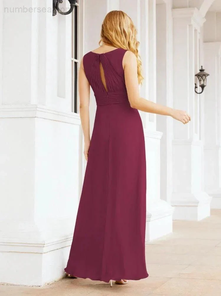 Formal Prom Gown Elegant V-Neck Sleeveless Bridesmaid Dresses for Wedding Party 28037 - Image 101