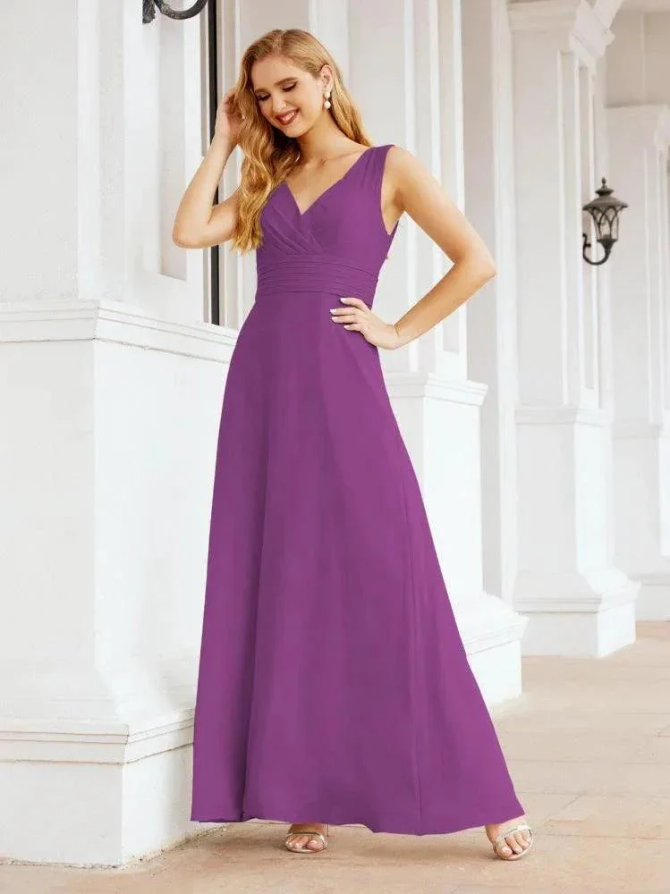 Formal Prom Gown Elegant V-Neck Sleeveless Bridesmaid Dresses for Wedding Party 28037 - Image 106