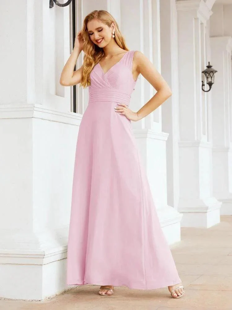 Formal Prom Gown Elegant V-Neck Sleeveless Bridesmaid Dresses for Wedding Party 28037 - Image 115