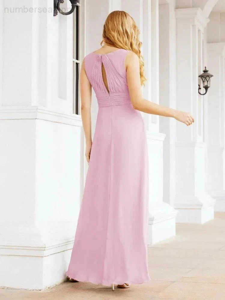 Formal Prom Gown Elegant V-Neck Sleeveless Bridesmaid Dresses for Wedding Party 28037 - Image 116