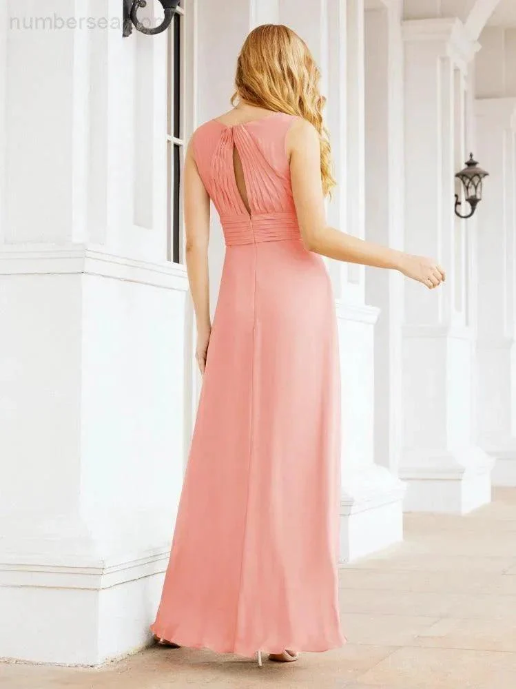 Formal Prom Gown Elegant V-Neck Sleeveless Bridesmaid Dresses for Wedding Party 28037 - Image 119