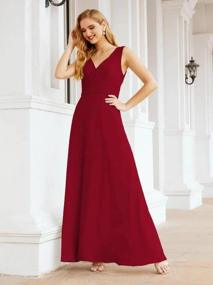 Formal Prom Gown Elegant V-Neck Sleeveless Bridesmaid Dresses for Wedding Party 28037 - Image 121