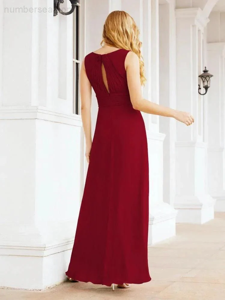 Formal Prom Gown Elegant V-Neck Sleeveless Bridesmaid Dresses for Wedding Party 28037 - Image 122