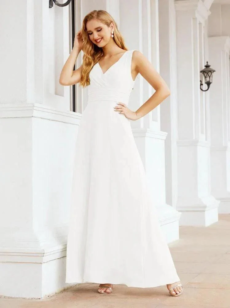 Formal Prom Gown Elegant V-Neck Sleeveless Bridesmaid Dresses for Wedding Party 28037 - Image 124
